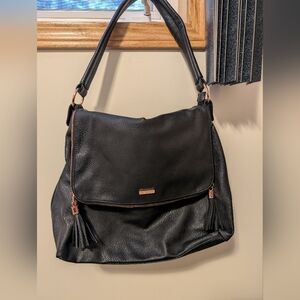 Roxy Black Shoulder Hobo with Tassel Zips